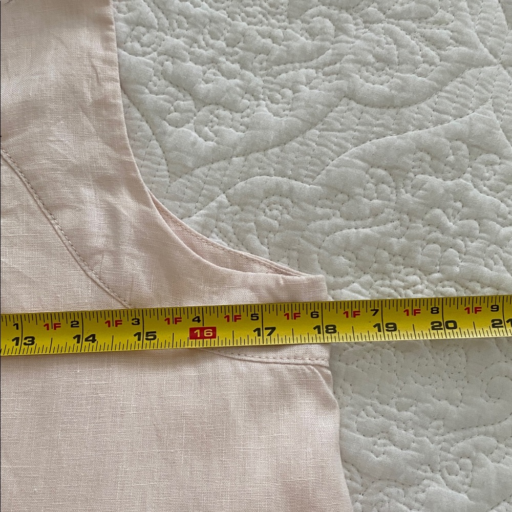 DKNY Pure women's linen maxi dress with lining & two side slits in light peach - Picture 7 of 10